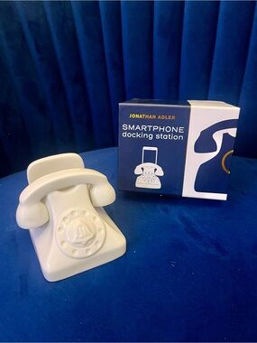 Jonathan Adler Glossy White Ceramic Retro Phone Docking & Charging Station
